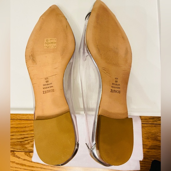 Schutz Silver Clear See Through Pointed Flats - Picture 4 of 5